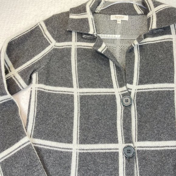 NWOT BARTOLINI Womens M Gray White Wool Cashmere Checkered Jacket Made in Italy - Picture 2 of 11